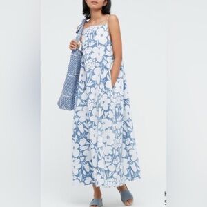 Marimekko Blue and White Floral Maxi Dress